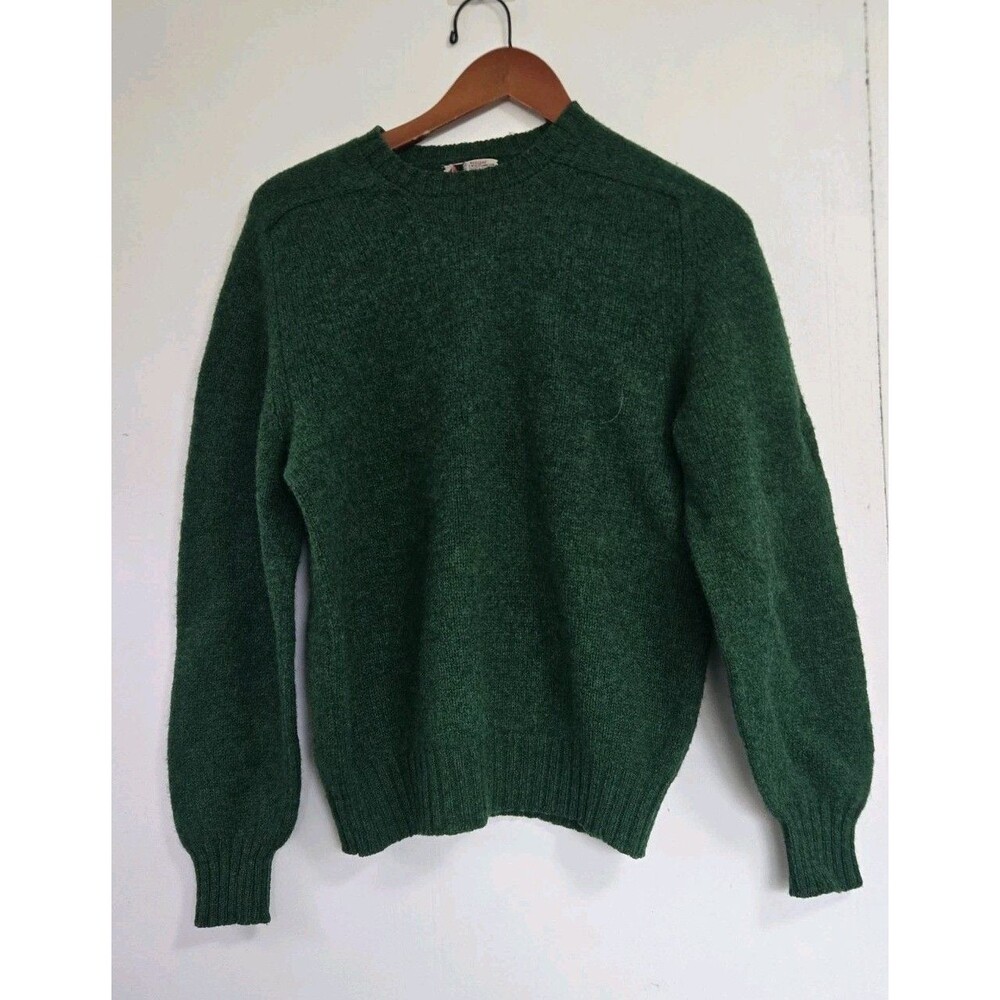 Vintage Jon Wanamaker Sweater Mens 40 Shetland Wool Green Crewneck Winter Preppy